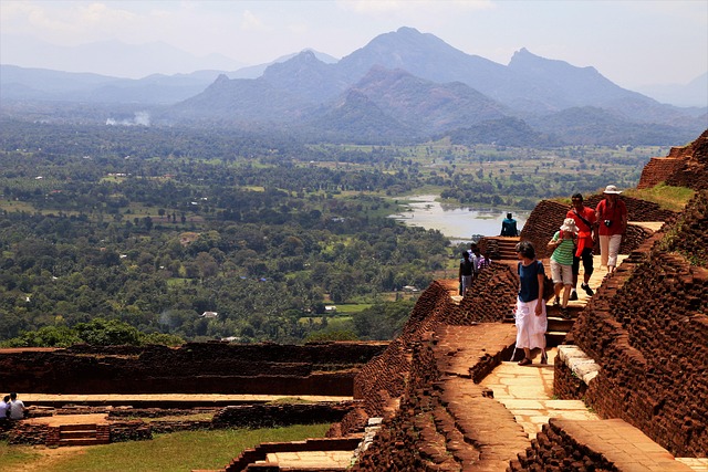 Sigiriya Sri Lanka, the ancient Lion Rock Fortress rising above lush green forests, featuring historic palace ruins and breathtaking panoramic views.